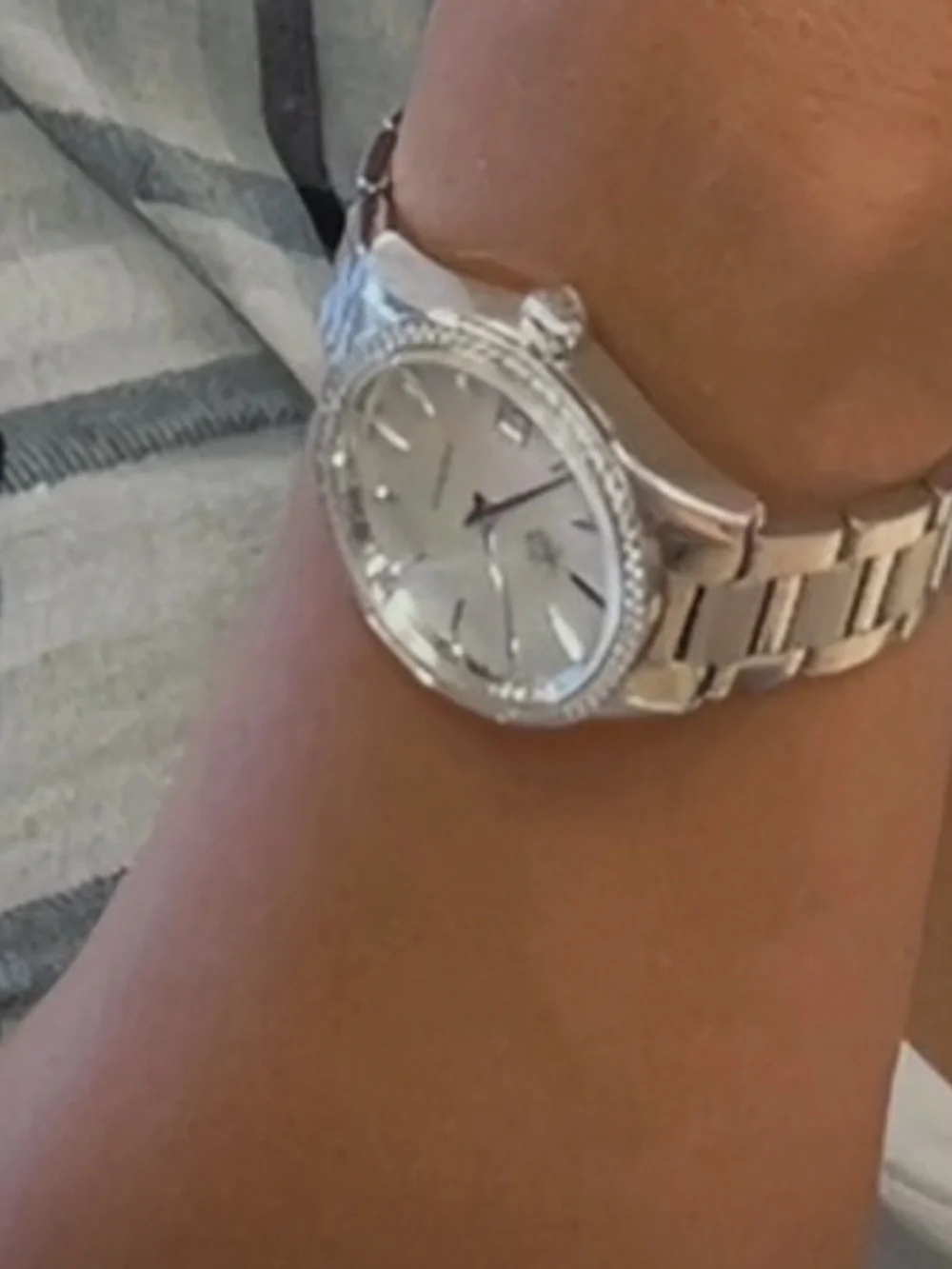 Tag Heuer Silver and White Diamond-Bezel Carrera Watch